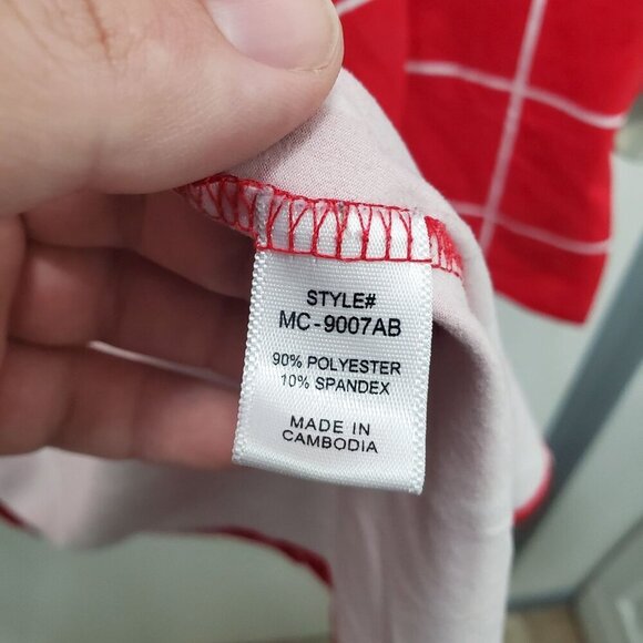 Zenana Women's Red White Windowpane Plaid Long Open Front Jersey Cardigan Sz XL - Picture 4 of 5